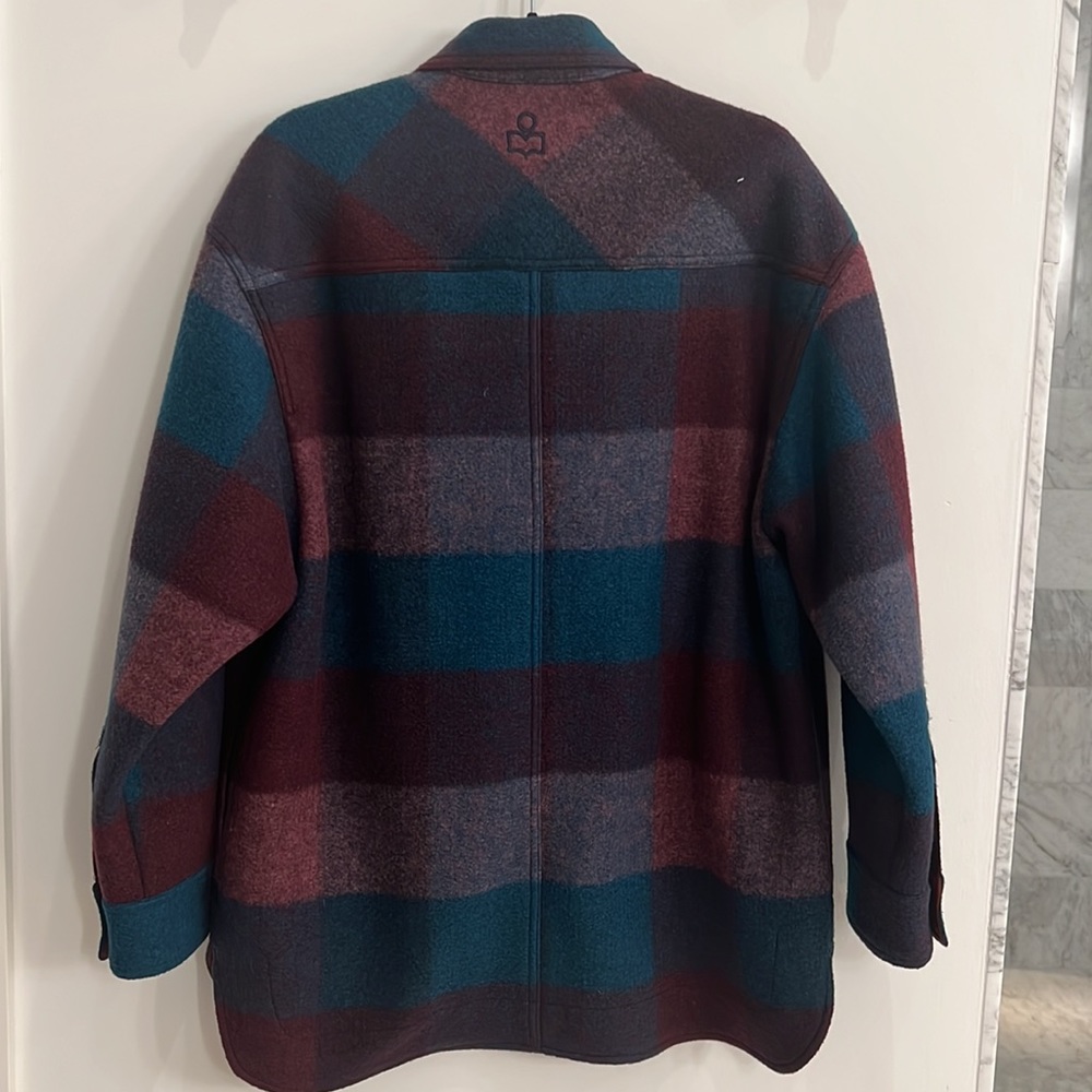 Isabel Marant Harveli Stretch Wool Buffalo Check Shirt Jacket - Picture 4 of 7